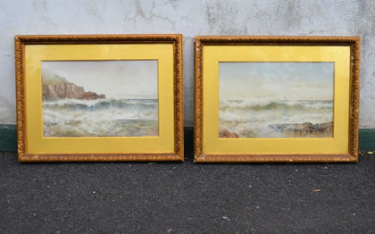 Pair signed gilt framed watercolours