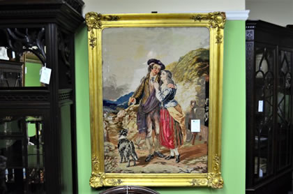 Victorian gilt framed woolwork picture