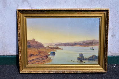 19th century gilt framed watercolour,signed