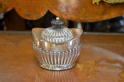 Silver tea caddy