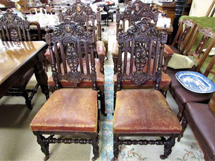 Set ten victorian carved dining chairs