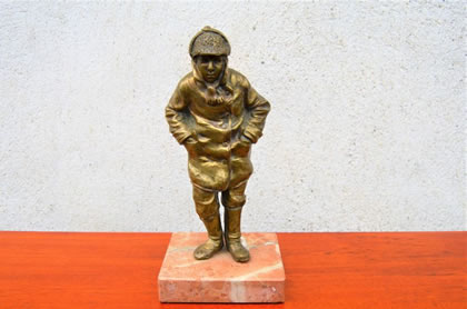 Gilt bronze figure on marble plinth