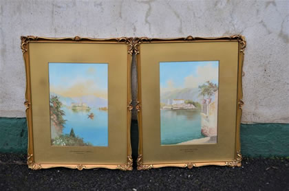 Pair gilt framed watercolours