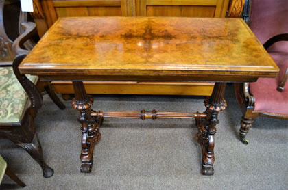 Victorian burr-walnut card table