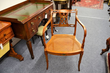 Victorian painted satinwood armchair