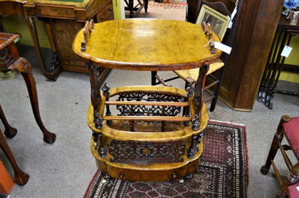 Victorian burr-walnut canterbury