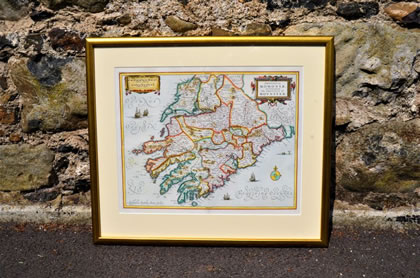Framed 17th century map 
