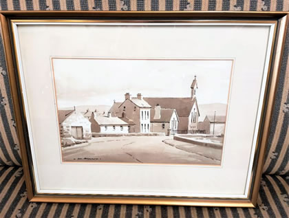 Framed watercolour by sam mc laron