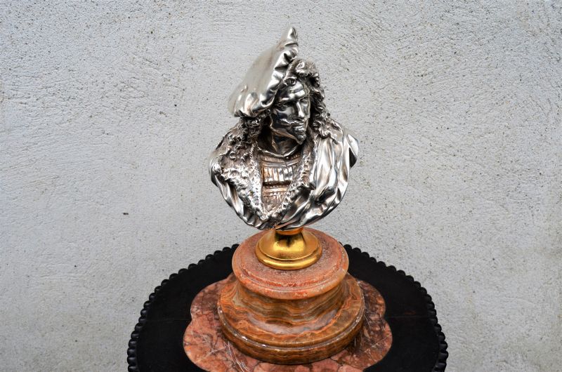 Silvered bronze bust of rembrandt