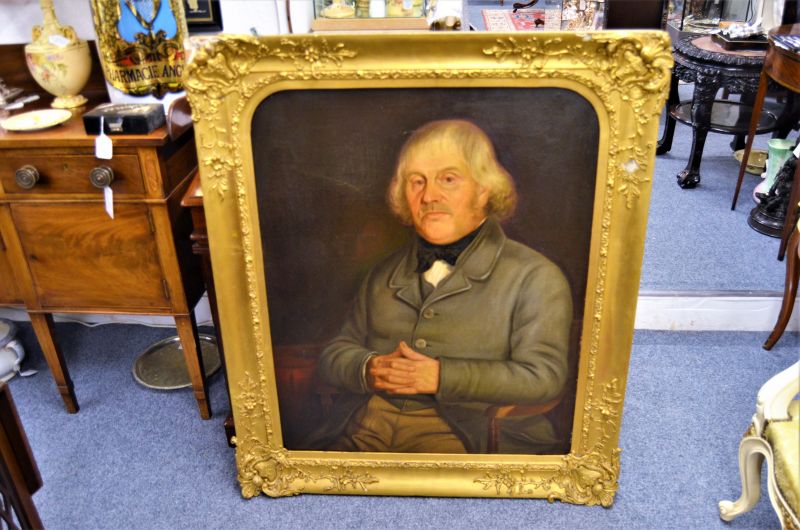 19th century gilt framed oil portrait of a gentleman