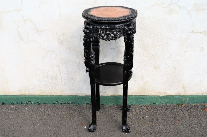 Chinese cherrywood carved plant stand / pedestal