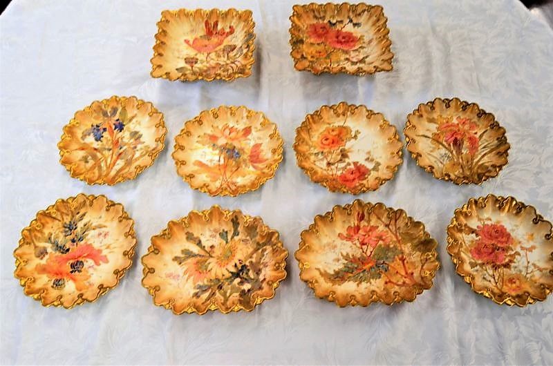 Victorian ten piece doulton burslem dessert set