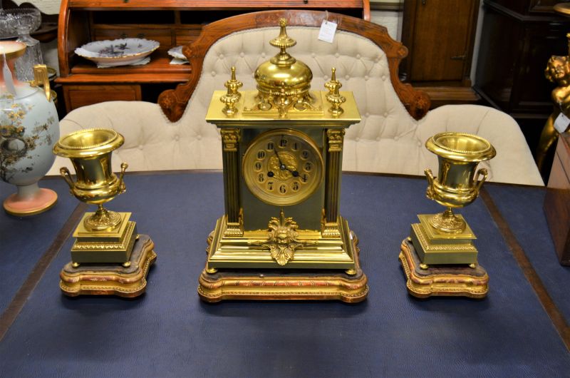 Victorian three piece clock set 