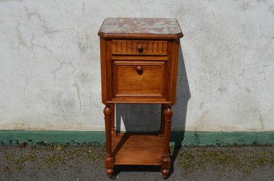 Walnut marble top pedestal
