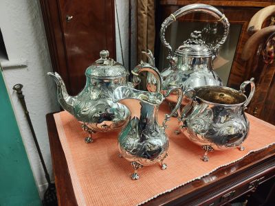 Victorian four piece plated silver tea set