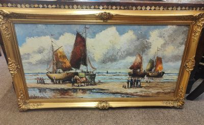 Gilt framed oil painting on canvas