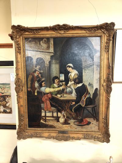 Gilt framed oil painting , signed E.roemer
