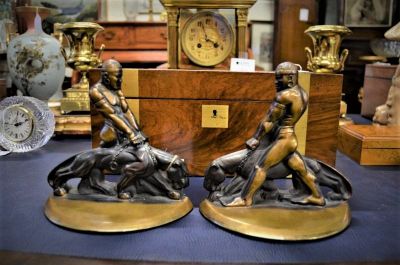 Pair american bronze book-ends by russwood