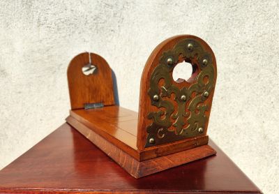 Oak & brass bound  extending book slide 