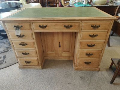 Leather top pine desk