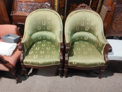 Pair of victorian mahogany armchairs