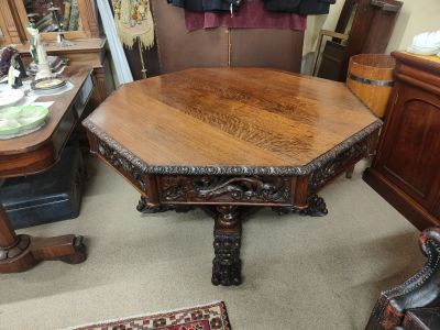 Carved oak centre table 