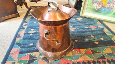 Copper arts & crafts coal bucket