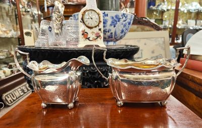 Irish georgian silver sugar & cream 