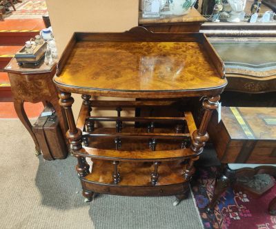 Victorian burr-walnut canterbury