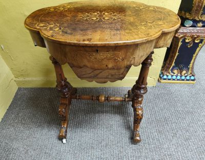  Victorian burr-walnut work table