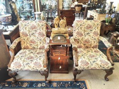 Pair of irish style mahogany armchairs 