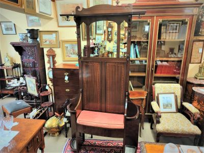 Edwardian mahogany hall stand  /bench with mirrors