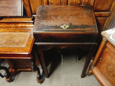 Early 18th century oak writing desk / slope on stand