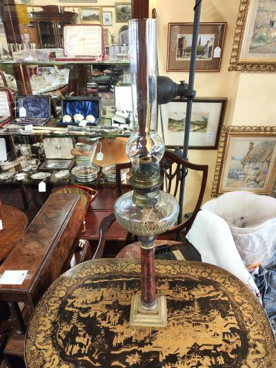 Marble column oil lamp
