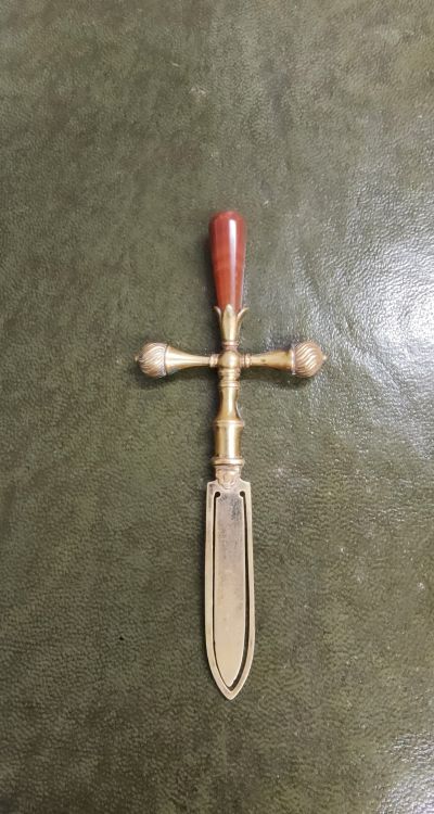 Brass & agate bookmark