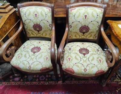Pair of french mahogany armchairs