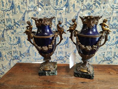 Pair of 19th century gilt mounted vases