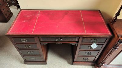 Mahogany leather top desk