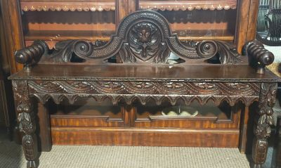 Victorian carved oak bench 