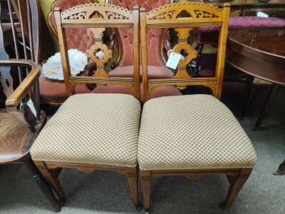 Pair of victorian oak armchairs