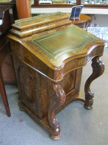 A victorian burr walnut davenport desk