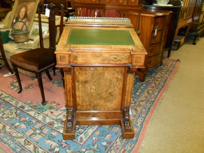 Victorian burr walnut davenport desk