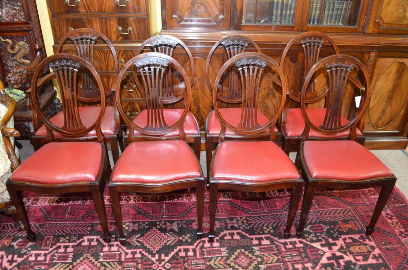 Set of eight mahogany dining chairs