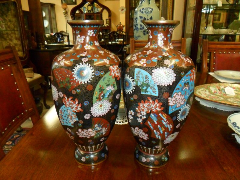 Pair of chinese cloisonne vases