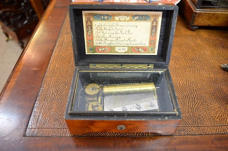 Walnut cased music box