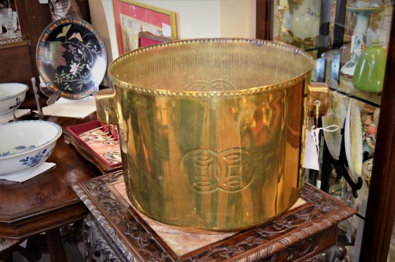 Large brass jardiniere