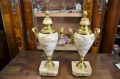 Pair of marble & gilt brass urns Thumbnail 1
