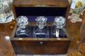 Victorian oak decanter box & three glass decanters Thumbnail 2