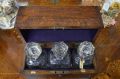 Victorian oak decanter box & three glass decanters Thumbnail 4