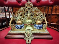 Victorian brass ink stand Thumbnail 3